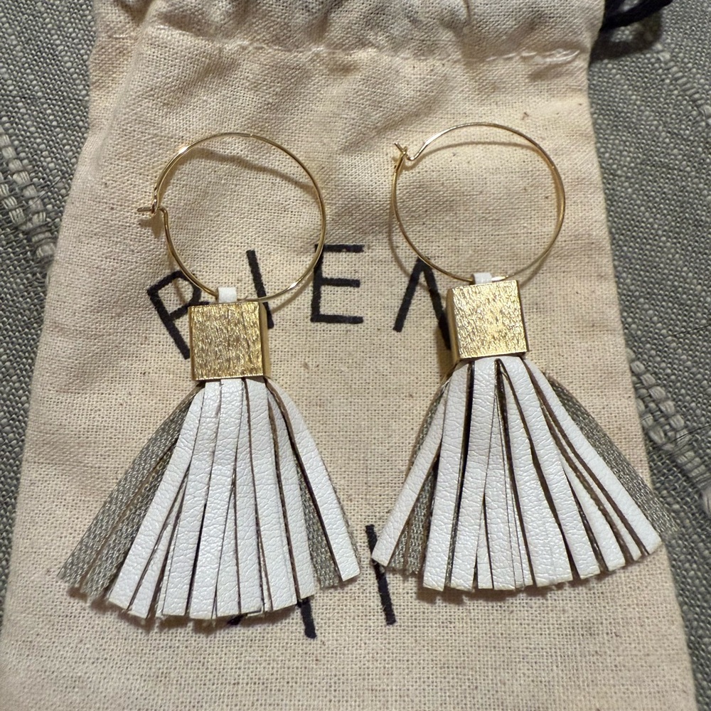 Madewell Gold and White Tassel Earrings